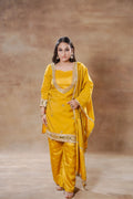 Yellow Silk Suit Set with Mirror Work