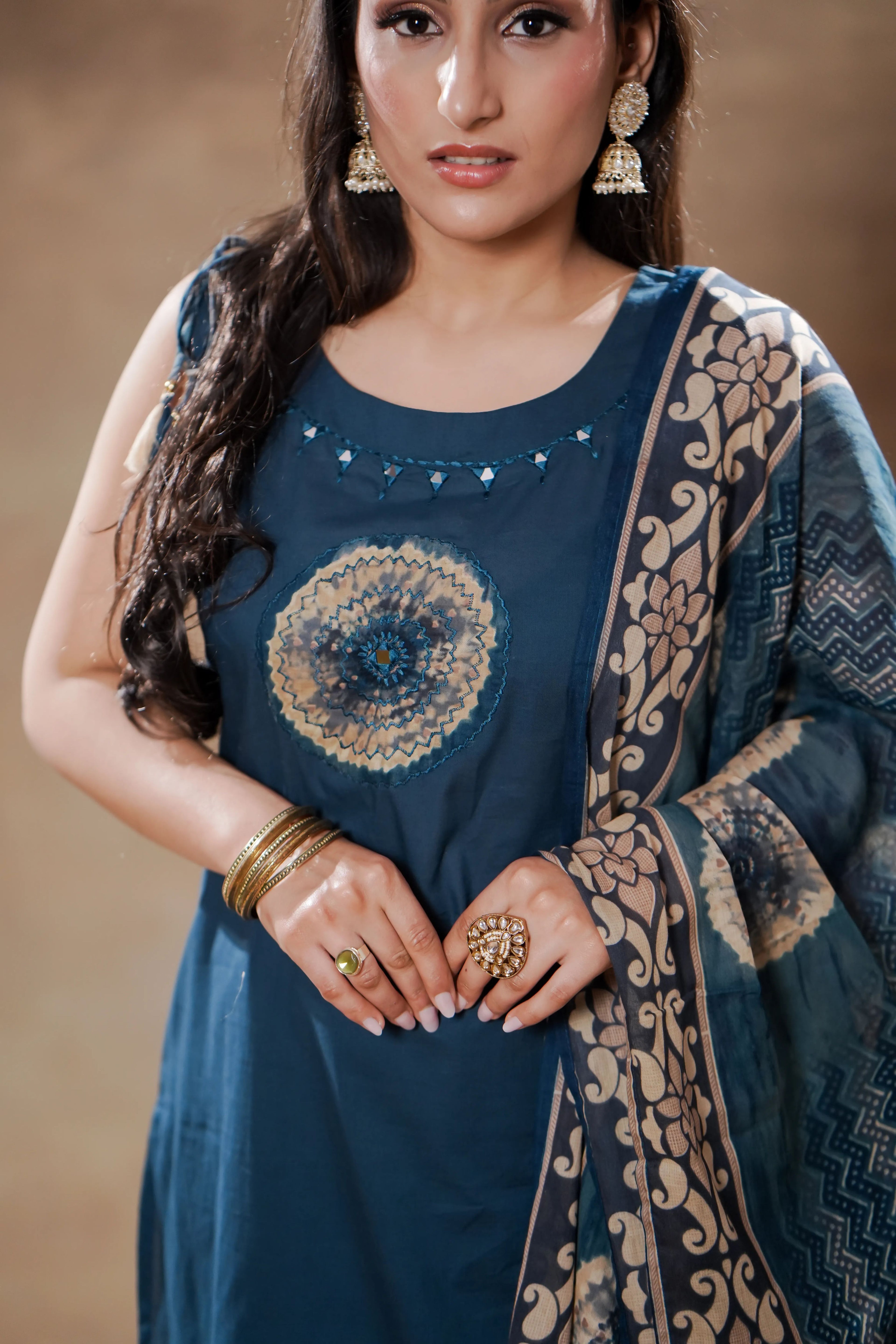 Shuchi Man Indigo Breeze sleeveless cotton kurta set featuring a vibrant blue kurta with matching bottoms and traditional design.