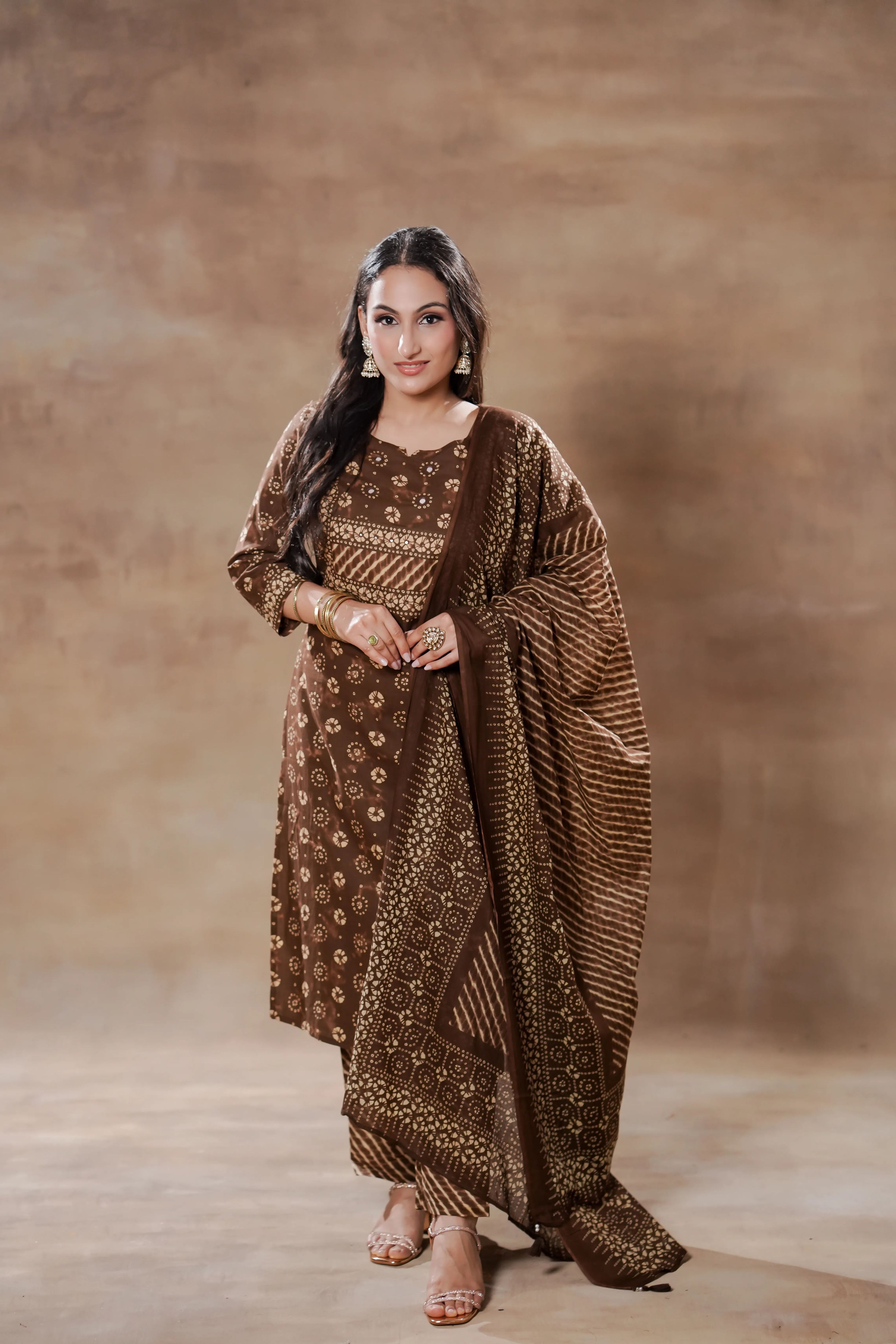 Shuchi Man Jaipur Heritage Cotton Kurta Set featuring a traditional printed kurta with matching churidar and dupatta.