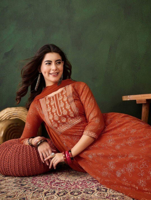 Orange Georgette Embroidered Anarkali Kurta Set