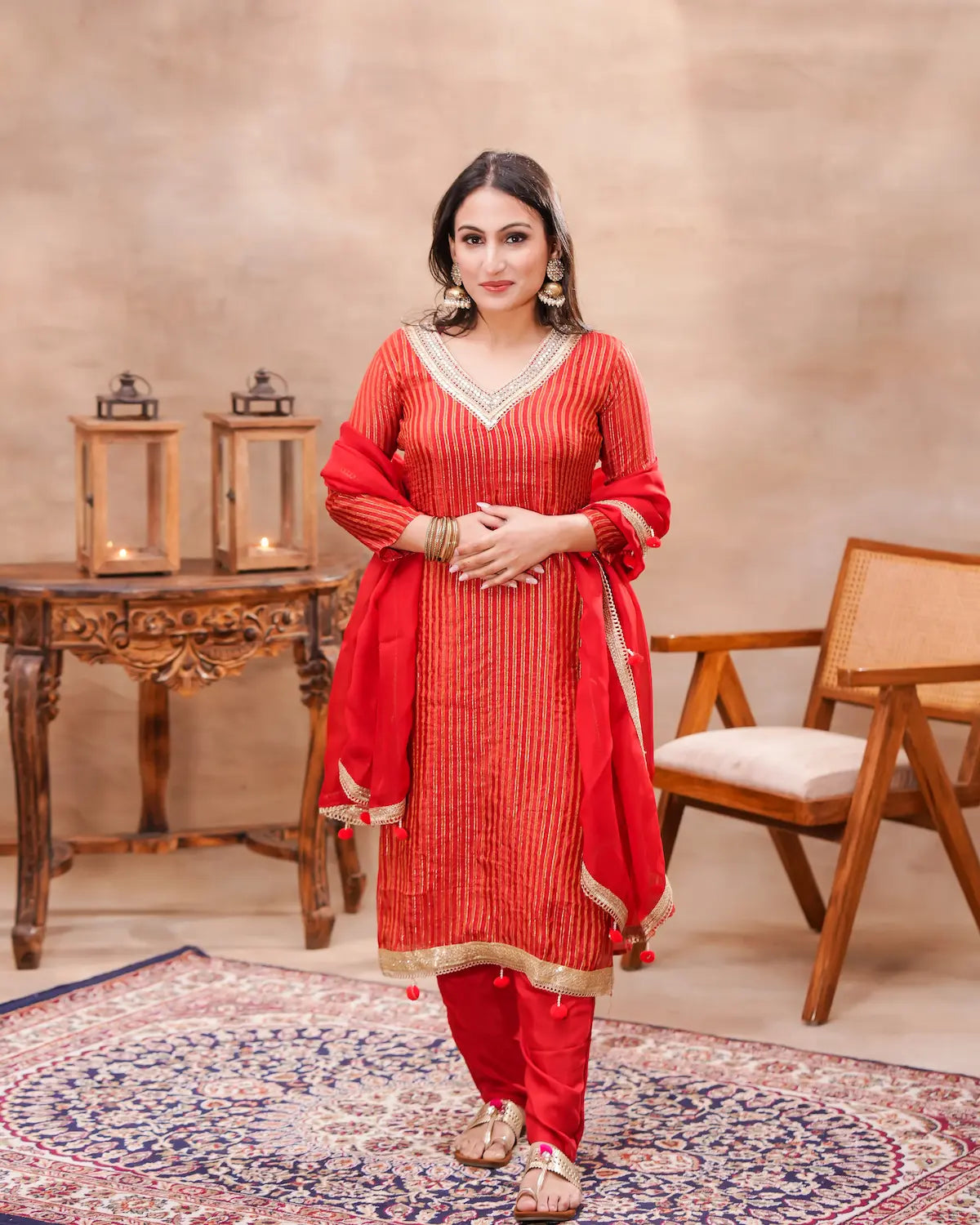 Red Silk Kurta Set with Silk Dupatta – Shuchi Man