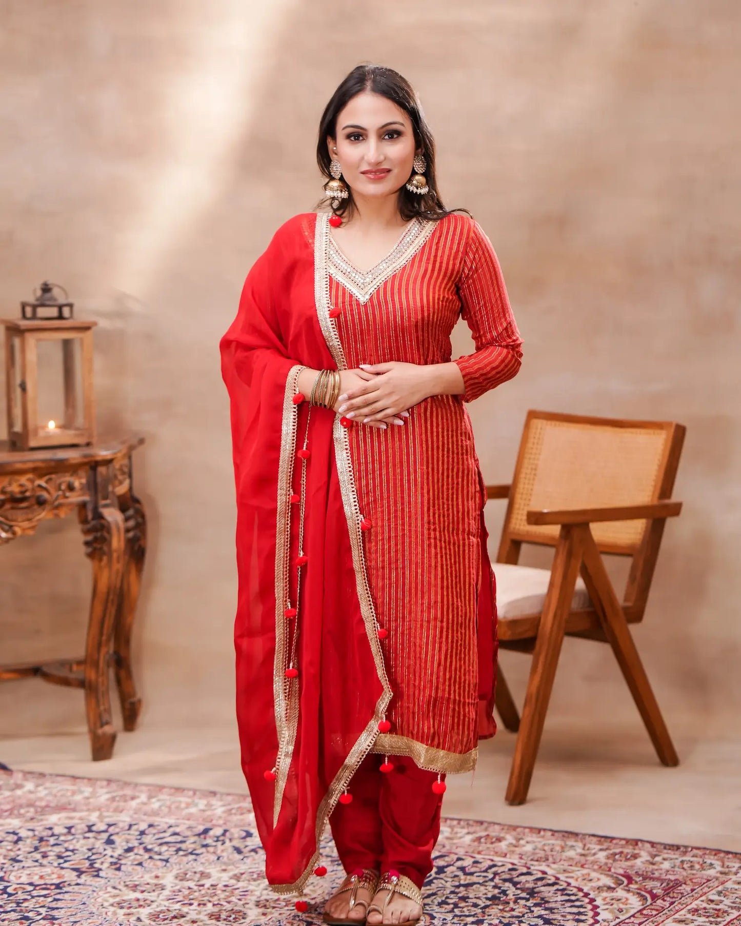 Red Silk Kurta Set with Silk Dupatta – Shuchi Man