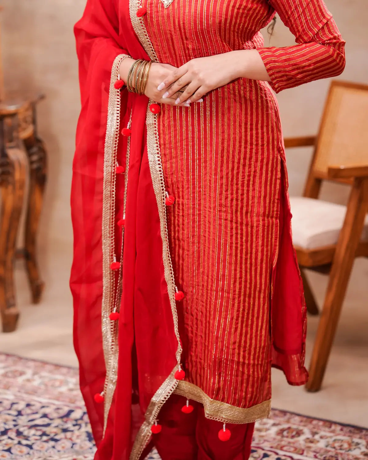 Red Silk Kurta Set with Silk Dupatta – Shuchi Man